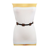 Silver Metal Square Charms Black Tie Belt Red Beads Flower S M